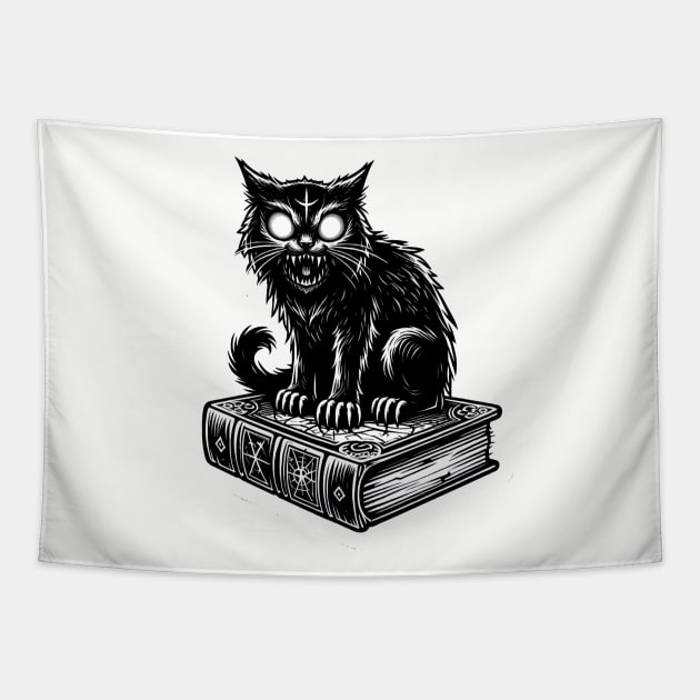 horror evil cat Tapestry by Dracoola