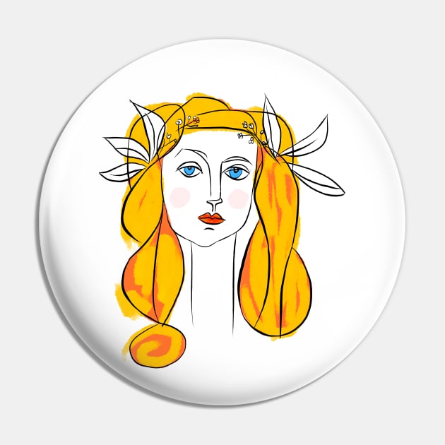 Denizko Art Woman by Picasso - Yellow Pin by denizko