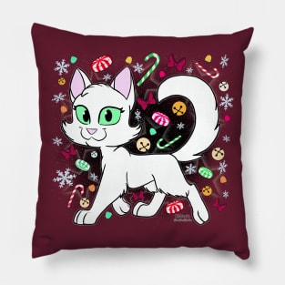 Christmas Cat - Crimson Pillow
