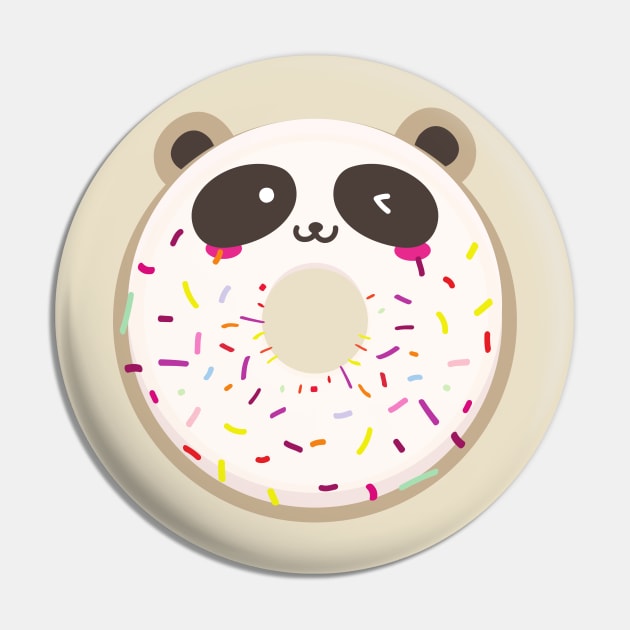 Winking Panda Kawaii Donut Pin by InkyArt