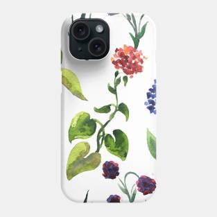 Seamless plants pattern. Floral decorative illustration Phone Case