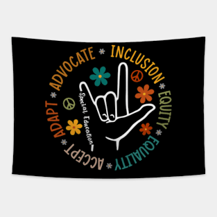 Advocate Inclusion Equity Equality Accept Adapt Sign Hand Tapestry