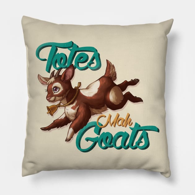 Totes Mah Goats (Light Version) Pillow by Scapegoated