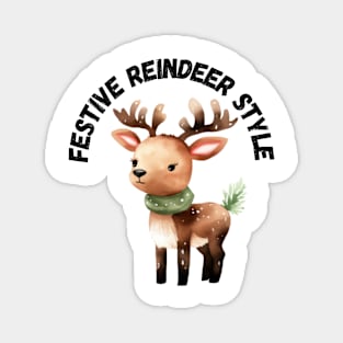 Festive Reindeer Style, Winter, Christmas Magnet