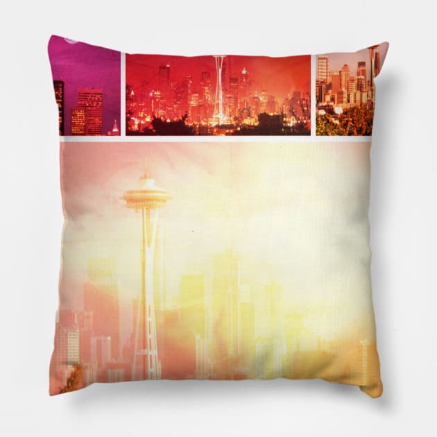 Shades of Red Space Needle Collage Pillow by Christine aka stine1