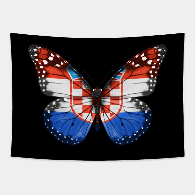 Croatian Flag  Butterfly - Gift for Croatian From Croatia Tapestry by Country Flags