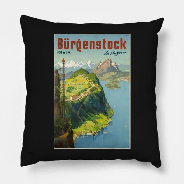 Bürgenstock bei Luzern,Switzerland,Travel Poster Pillow by BokeeLee