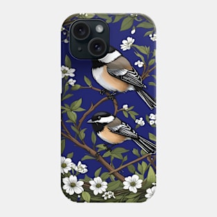 Black-capped Chickadee Bird And Massachusetts Mayflowers Phone Case