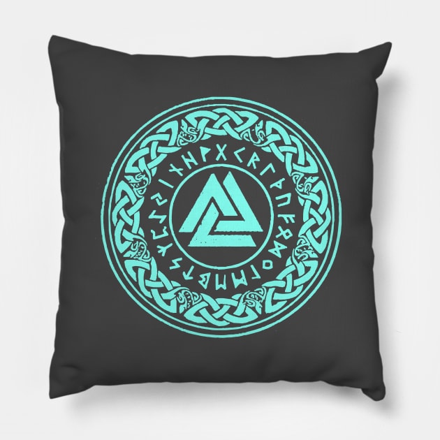 Viking Wolf of Odin Valknut Pillow by Lamink