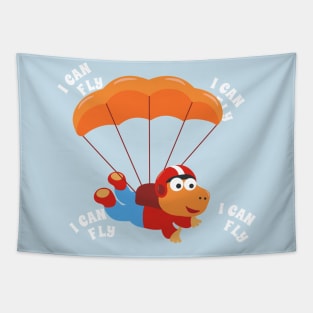 Vector illustration of a cute skydiver. Tapestry