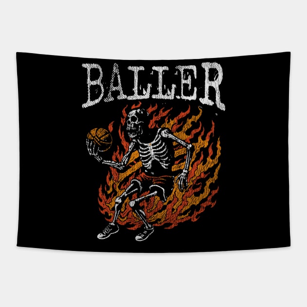 Skeleton Basketball Player Tapestry by podtuts