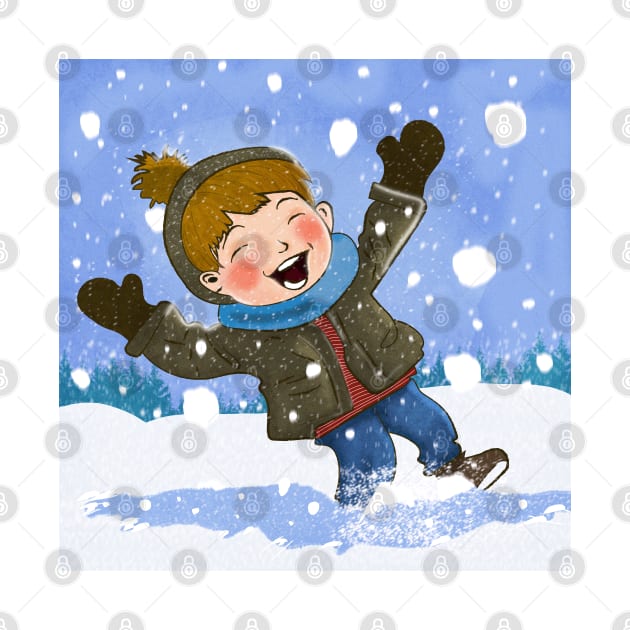 Boy Having Fun In Snow by IstoriaDesign