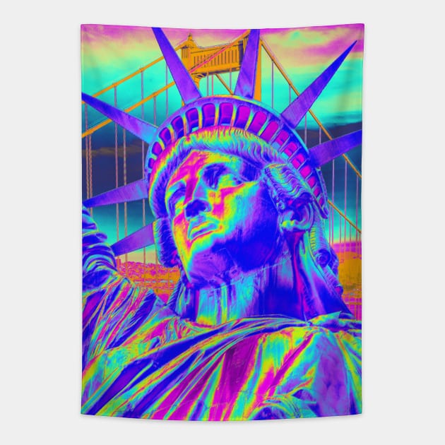 Statue of liberty city Tapestry by mrcatguys