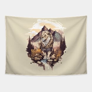 Lion in mountain Tapestry