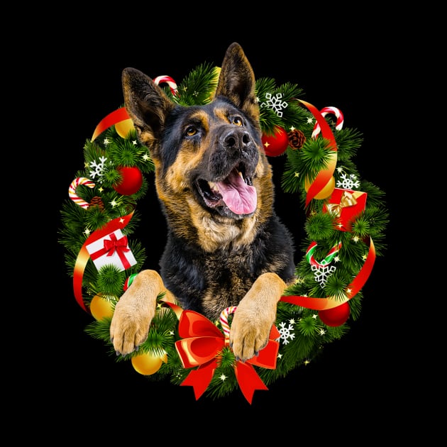 Funny German Shepherd Christmas Wreath Ornament by Magazine