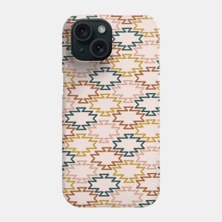 Southwest Azteca Geometric Pattern in Rust, Blue, Mustard, and Blush Tones Phone Case