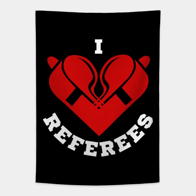 I Love Referees | Red Referee Whistles Heart Tapestry by FantasySportsSpot