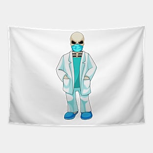 Skeleton as Doctor with Face mask Tapestry