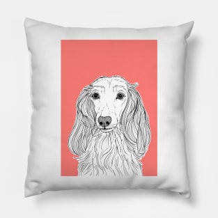 Long Haired Dachshund Portrait Pillow