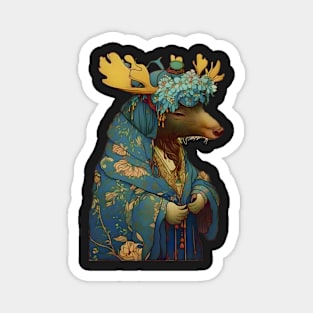 Traditional Art Nouveau Anthropomorphic Moose Magnet