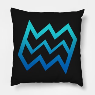 Aquarius Light Blue Gradient Outline Pillow