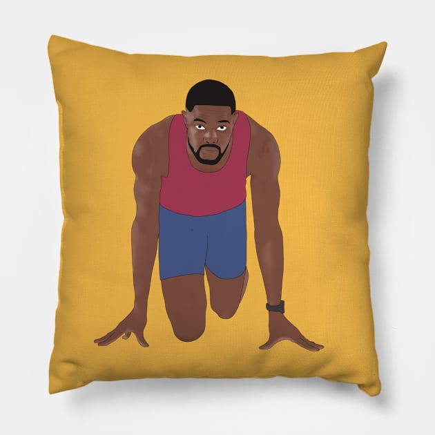 Raj Benjamin 400m Minimalist Sprinter Hurdler Pillow by Hevding