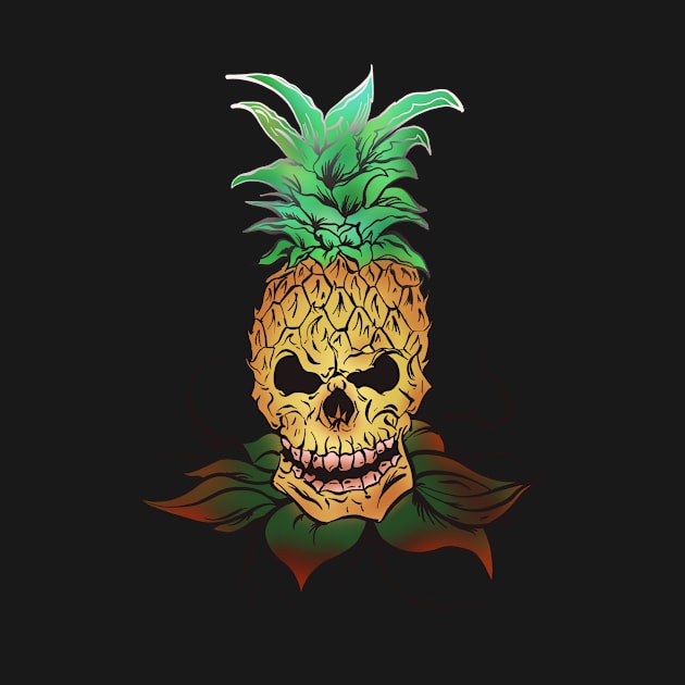 Pineapple Skull white and gray fade out by Danispolez_illustrations