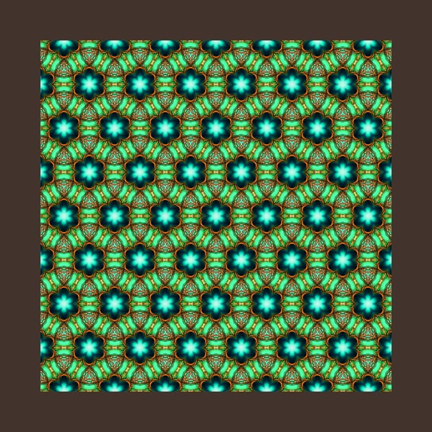 Green floral honeycomb tile pattern by redwitchart