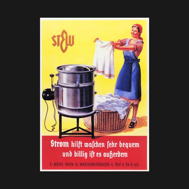 Vintage 1935 GERMANY Electric Washing Machine Advertisement Lithograph Art by vintageposters