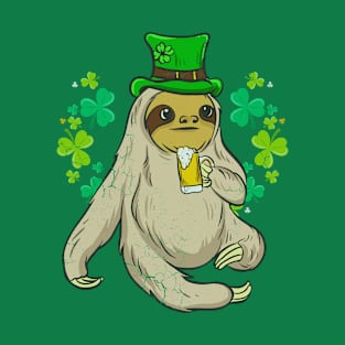 St Patricks Day Sloth Leprechaun Irish Beer T-Shirt