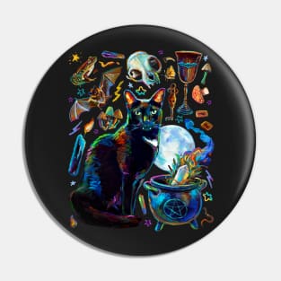 Dark Aesthetic Halloween Witch Pattern Pin