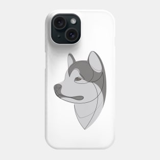 Alaskan Malamute - continuous line drawing Phone Case