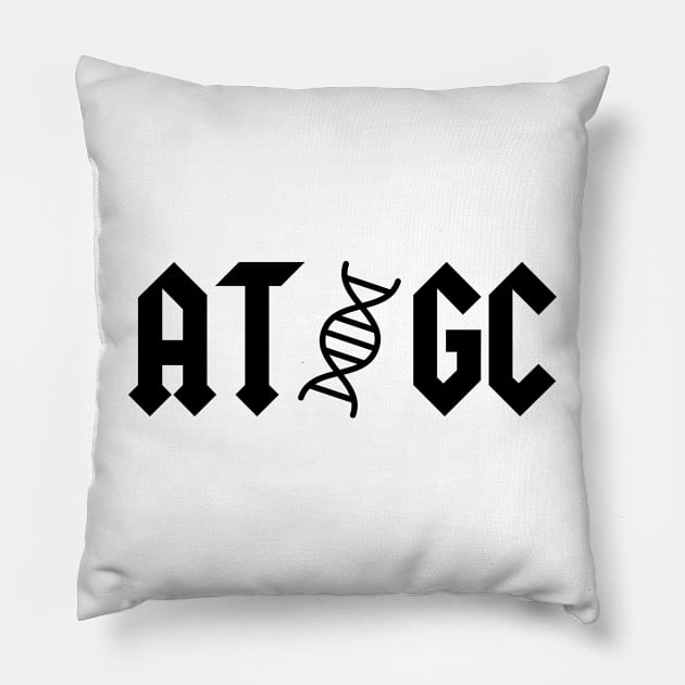 AT GC AC/DC Molecular Biology genetic code black Pillow by labstud