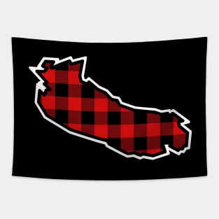 Gabriola Island Silhouette in Red and Black Plaid - Simple Pattern - Gabriola Island Tapestry