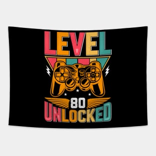 Level 80 Unlocked Awesome Since 1943 Funny Gamer Birthday Tapestry