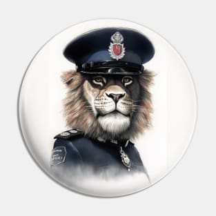 Lion In A Police Uniform Pin