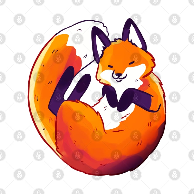 Cute sleeping fox illustration by Yarafantasyart