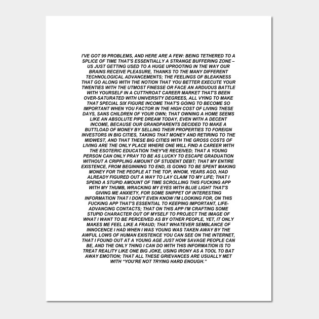 millennial problems black - Aesthetic - Posters and Art ...