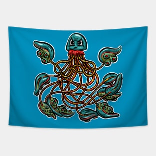 Cute Octopus Tentacle Logo Illustration Cartoon Character Grumpy Tapestry