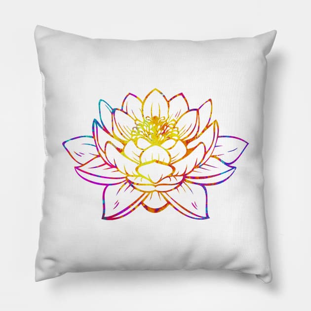 Watercolor Lotus Pillow by aterkaderk