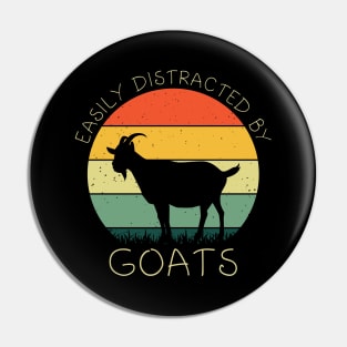 Retro Easily Distracted By Goat Shirt Funny Goat Lover Kids Girls Pin