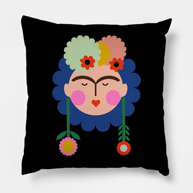 Frida kahlo mexican painter colorful summer flowers viva la vida Pillow by sugarcloudlb-studio