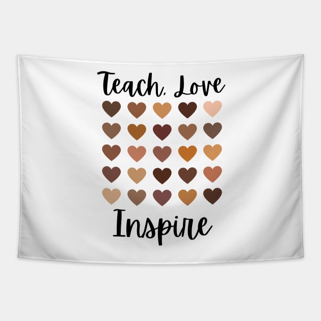 Teach love inspire melanin hearts Tapestry by AllPrintsAndArt