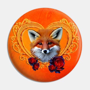 Wonderful head of a fox with heart Pin