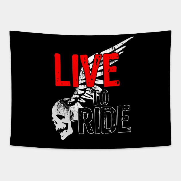 Live To Ride Skull Tapestry by Scar