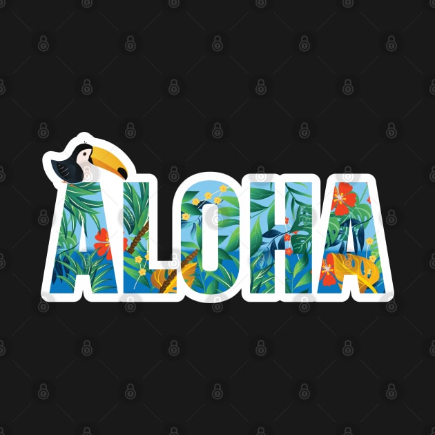 Aloha Hawaii Flower Spirit Bright Colorful Toucan Gift by markz66