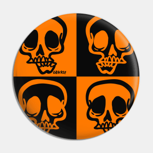 Halloween Skull Checkers Pin