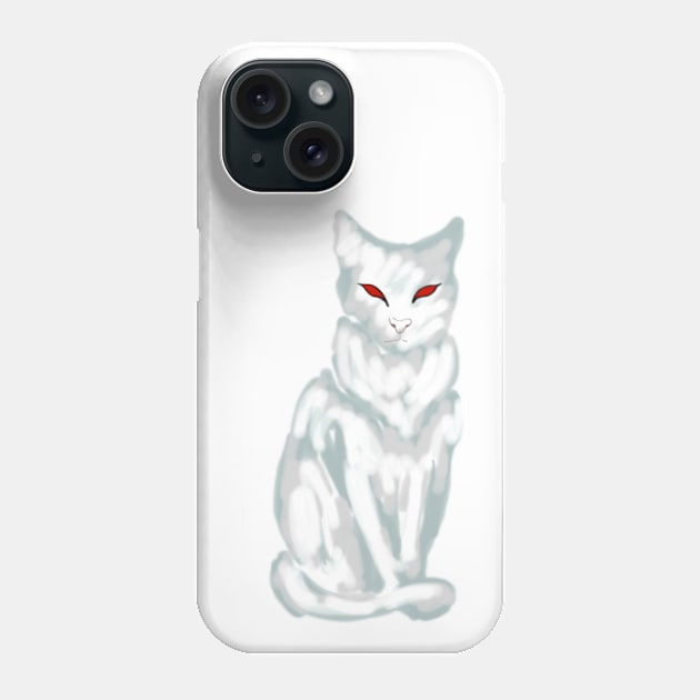 Snow cat with red eyes Phone Case by RedHeadAmazona