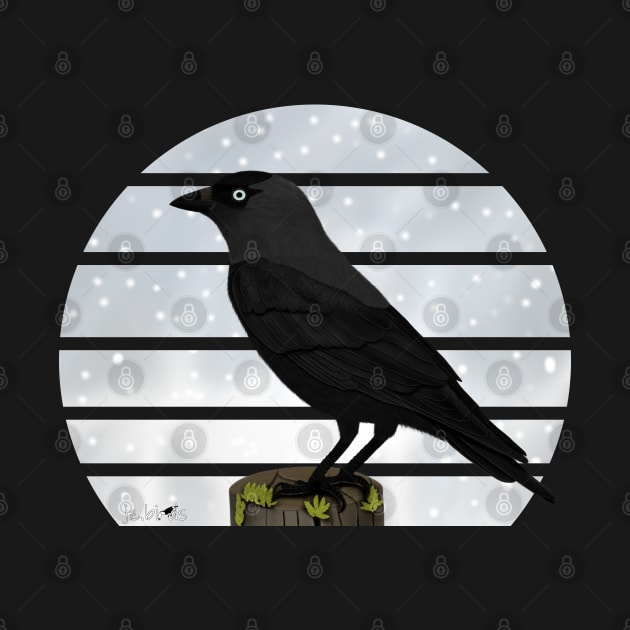 Jackdaw Winter Snow Bird Watching Birding Ornithologist Gift by jzbirds