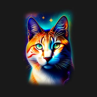 Galaxy Mystical Cat Coloful T-Shirt